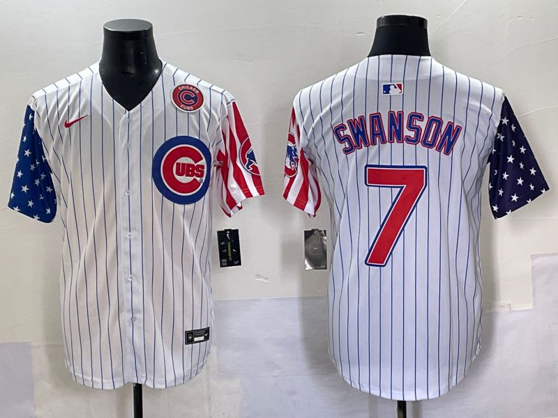Men 2025 Chicago Cubs #7 Swanson White a generation of national flags Joint Name Nike MLB Jersey style 51